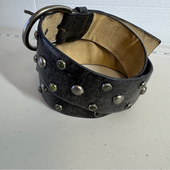 Steve Madden Black Leather Studded Grommet Punk Rock Grunge Y2K Belt Size M - Picture 9 of 11